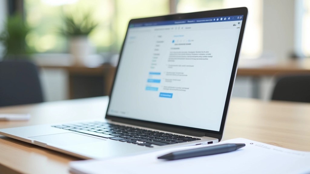 Email sur écran avec points d'action, suivi post-réunion et récapitulatif de décisions